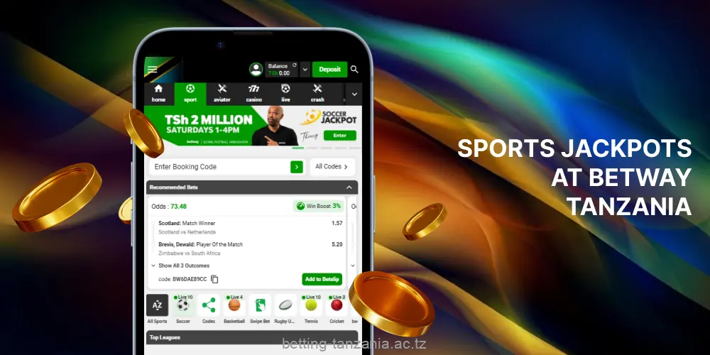 Players from Tanzania can participate in jackpot games and win prizes on Betway