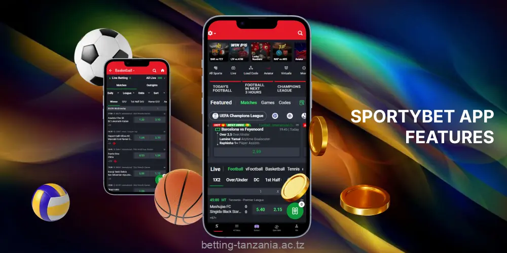 The Sportybet Tanzania app features a user-friendly design and intuitive navigation