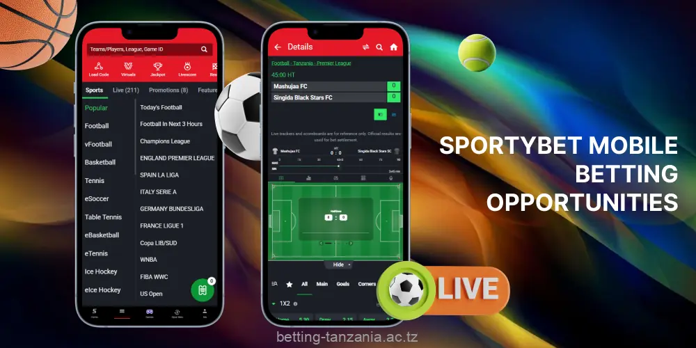 After logging into the Sportybet app and funding an account, users from Tanzania can access a variety of sports betting products