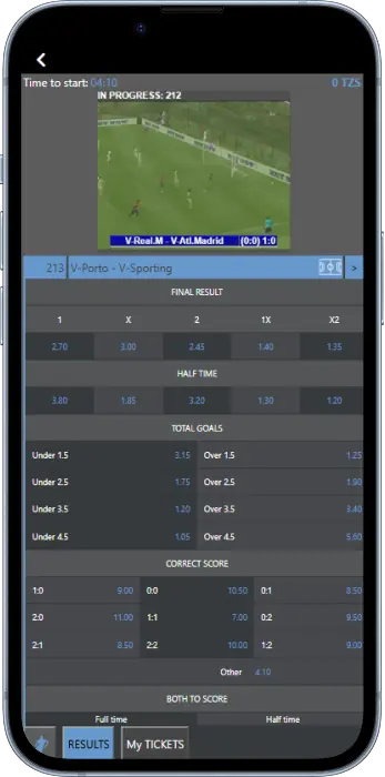 Virtual Football section of the Throne Bet app