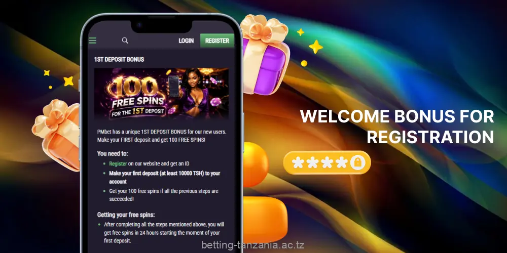 All new players from Tanzania receive a welcome bonus from Pmbet